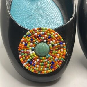 Oka B Flat Slip On Shows 6 all weather shoes Made In USA beautiful beaded accent